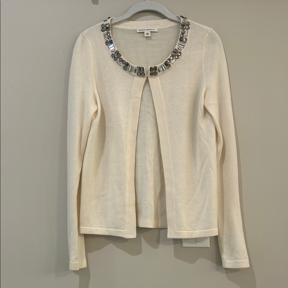 Banana Republic Cream Cardigan with Silver Embellishments